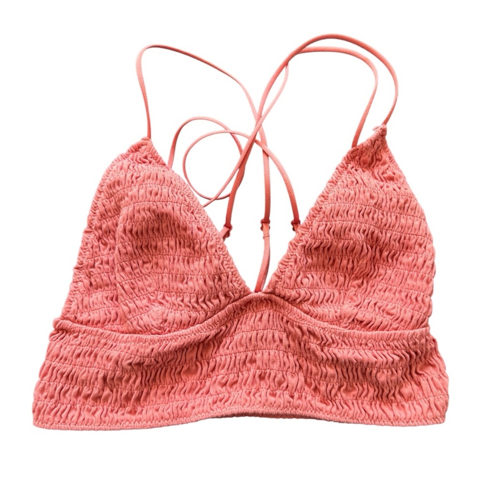 Victoria's Secret Coral Smocked Wireless Strappy Bohemian Bralette Size S